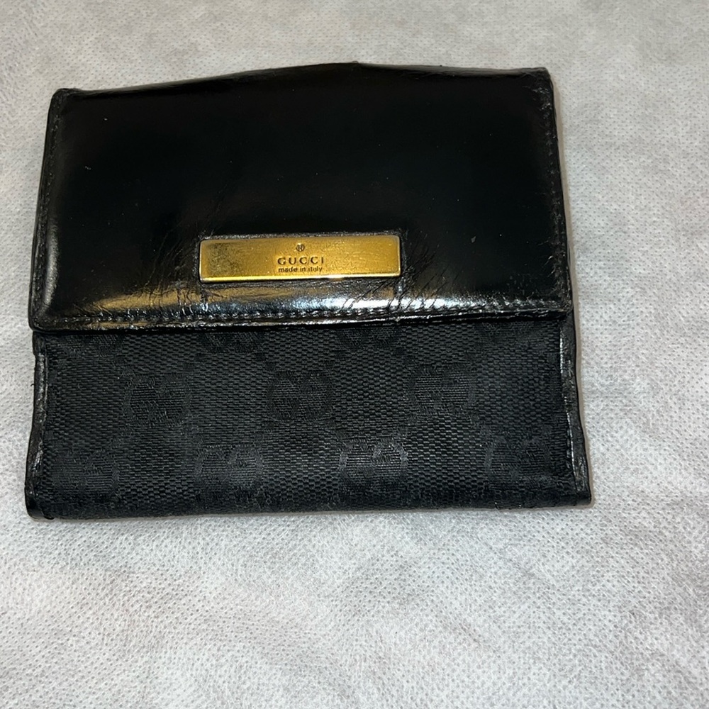 Gucci Black GG Canvas Bi-fold Small Wallet Black
